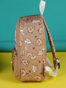 1 pieza Mochila Bonita de Capibara - Estampado de Animal de Dibujos Animados, Estilo Informal, Mochila de Vuelta al Colegio, con Cierre de Cremallera y Correa para el Hombro Ajustable, Adecuada para la Escuela y los Viajes
