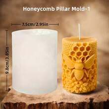 1 buah Cetakan Silinder Silikon Bentuk Sarang Lebah dan Bunga Timbul, Cetakan Dekorasi Lilin Aromaterapi DIY, Kerajinan Tangan, Pembuatan Hadiah, Bentuk Bulat Bertema Serangga - MultiWarna - View 11