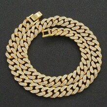 1 件欧美嘻哈街头金属水钻项链和手链套装，时尚金属链项链，适合男士/女士夏季海滩派对 - 鏈條 - 查看 5