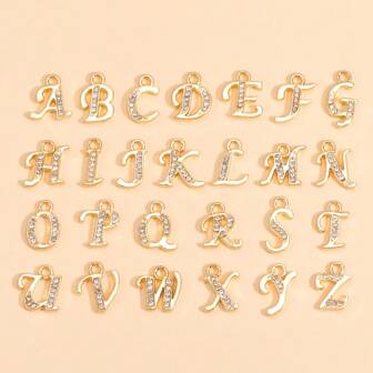 26pcs/Set A-Z Alphabet Alloy Charm Pendant , For DIY Jewelry Making 26 First Letters Earrings, Necklaces Craft Accessories