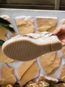 Sandálias femininas estilo férias de verão, estilo azul, com sola trançada, salto alto, plus size, 35-43, com fivela retrô, sandálias plataforma, alpargatas, sola grossa, com sola trançada, novos sapatos de praia estilo boho romano para uso ao ar livre