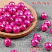 12 Stück 16mm bunte Kaugummi-runde Acrylperlen - dickwandige lose Kunststoffperlen, geeignet für DIY-Schmuckherstellung und Schlüsselanhänger-Charms, Bastelzubehör, Dekorationsperlen