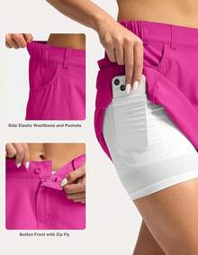 Women's Skort 5 Pockets Cargo Skirt Skirts Skorts Women Casual Summer Hiking - 玫瑰 - 查看 3