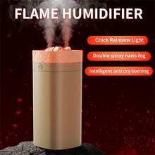 600mL Mini Air Humidifier Silent 7 Color Luminous Bonfire USB Dual Jet Essential Oil Aromatherapy Spray Purify Office Home Bedroom