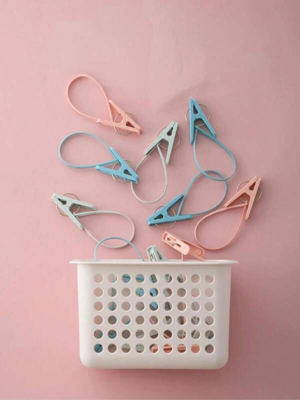 12pcs Premium Windproof Clothes Clips - Durable Household Clothespins With Hanging Loop For Easy Laundry, Portable Travel Pegs For Bathroom, Bedroom, Balcony, And Summer Beach Trips - Space-Saving, Rust-Resistant, And Reusable Laundry Accessories, Clothes Pins