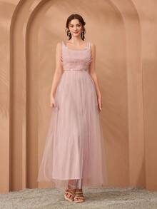Mgiacy,New Arrival,Lady, Plain Color, Woven, Craft Pleated, Beaded, Dress