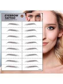 1pc 6D Eyebrow Tattoos Sticker, Semi-Permanent Waterproof Eyebrow Tattoo, Makeup Eyebrow Sticker