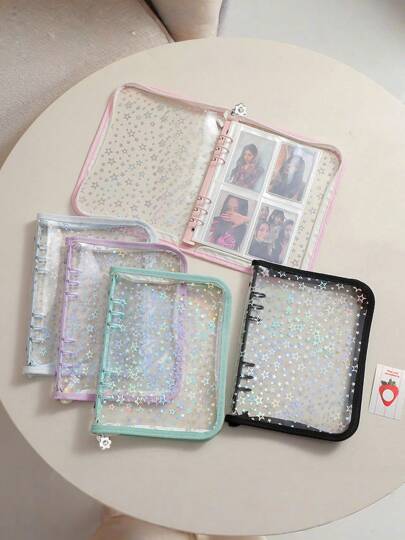 A5 Sticker Collection Organizer Binder Kit Large Capacity PU Leather Clear Sticker Storage Book Album With Zipper Closure Double-Sided Collecting For Journal Scrapbook Planner