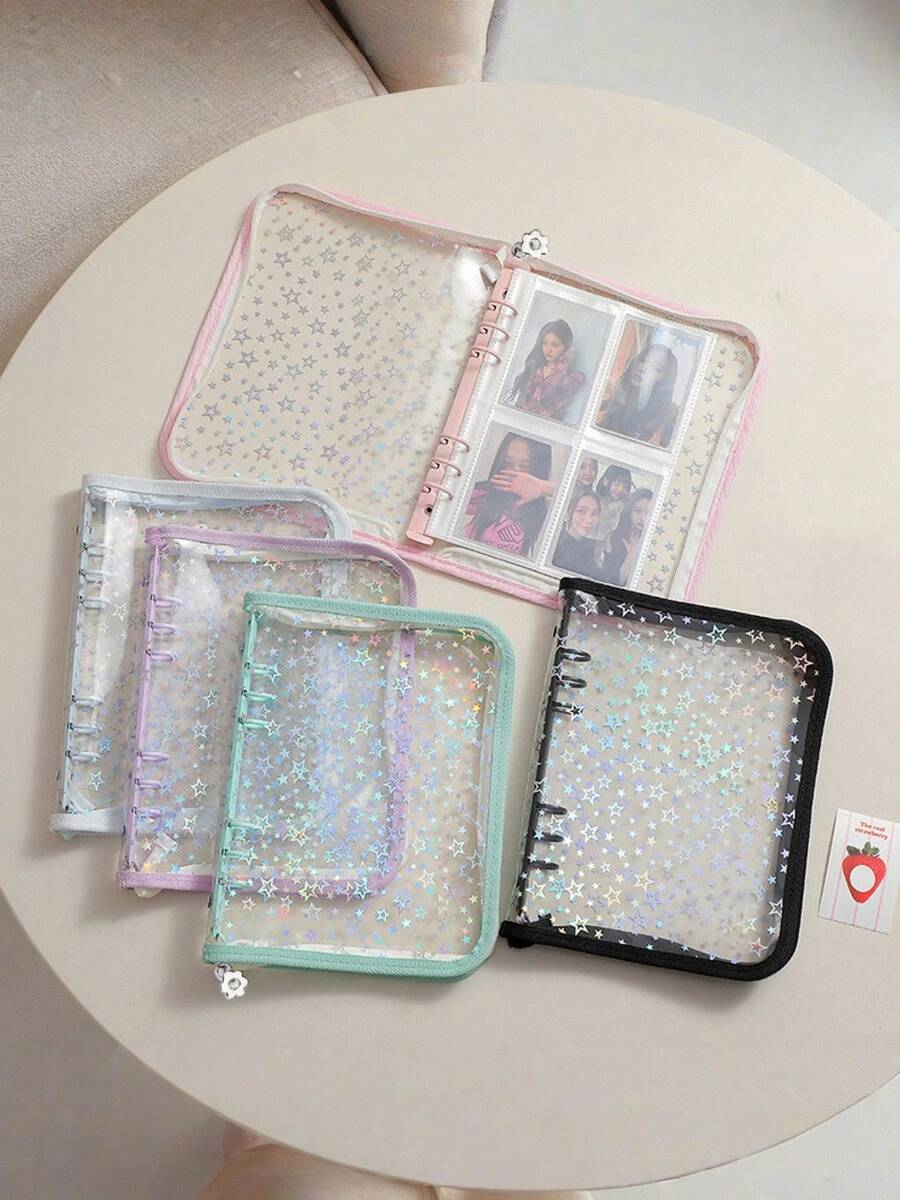 A5 Aufkleber Sammlungsorganizer Ordner Set mit großer Kapazität, Pu-Leder, klarer Aufkleber Aufbewahrungsalbum mit Reißverschluss, doppelseitig zum Sammeln für Journal, Sammelalbum, Planer