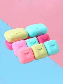 1 pièce Boîte à savon en plastique, boîte de rangement de savon de voyage avec couvercle, étui à savon portable, boîte de rangement de savon de couleur unie, boîte de rangement de savon avec égouttoir pour le voyage, le camping, la salle de sport, accessoires de salle de bain