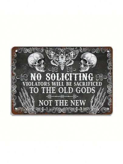 2pcs Metal Tin Sign Plate Witch Prohibited Violators Will Be Sacrificed Welcome Mat Halloween Decoration Wall Decor Home Kids Party Metallic Poster 8x12 Inch
