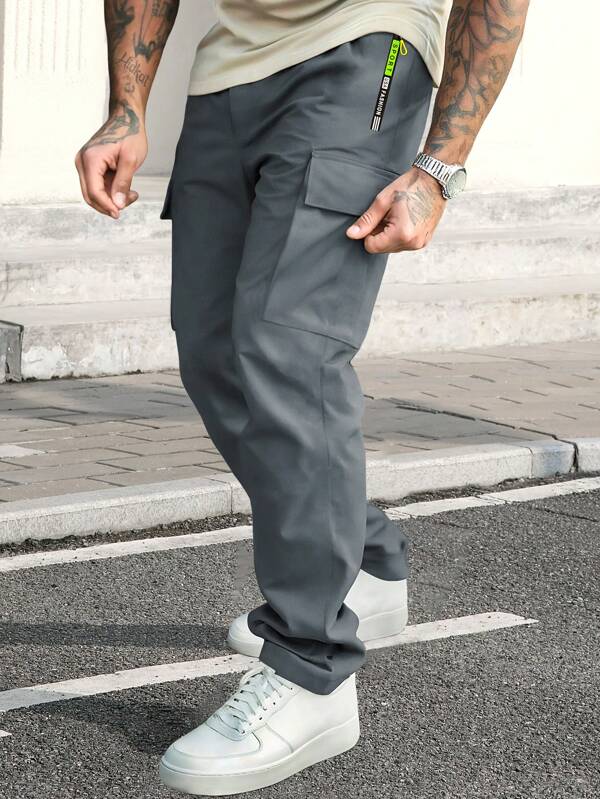 Men'S Casual Cargo Pants With Drawstring Waist, Zippered Pockets - Lightweight Polyester Spring/Summer Trousers For Running, Training, And Outdoor Activities, Casual Outdoor Pants