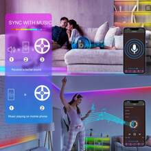 1/2 Rolle Raumdekor LED Beleuchtung, 130ft/100ft/65ft/50ft/32,8ft/16,4ft RGB LED Streifen Beleuchtung für Heim Dekoration, Festivalparty, Wohnzimmer, Schlafzimmer, hochwertige LED Lichtleiste, Geschenk TV Hintergrundbeleuchtung, 1m-5m (ohne Fernbedienung)