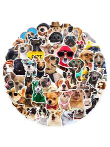 50/100pcs Funny Realistic Dog Expression Stickers, Waterproof PVC, Suitable For Envelopes, Fishing Rod Decor, Party Decorations, Labels, Self-Adhesive Stickers, Applicable To Scrapbooks, Laptops, Luggage, Guitars, Water Bottles, Phone Cases, Office Decor - 50PCS - View 7