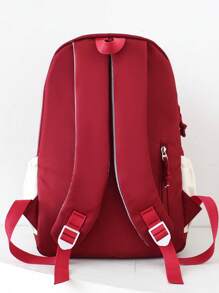 Back To School 3 Pcs Set New Style, Fashionable And Casual Nylon Material Solid Color Backpack, Handbag, Pencil Bag, Large Capacity, Smooth Zipper Opening And Closing, Simple And Versatile, Suitable For Daily Outdoor Travel, Shopping And Vacation Matching