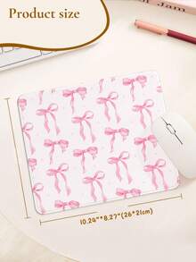 Cute Pink Polka Dot Bow Tie Mouse Pad, Waterproof Fabric Surface Mouse Pad, Non-Slip Rubber Base Funny Computer Mouse Pad, Small Mouse Pad Desktop Accessory - Pink - View 8