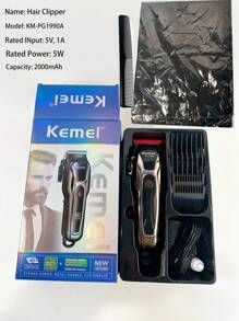 Kemei Kemei Professional Hair Clipper For Men Electric Hair Cutting Machine Barber Shop Or Home Use Clipper Usb Rechargeable Haircut LCD With Apron KM-1990PG