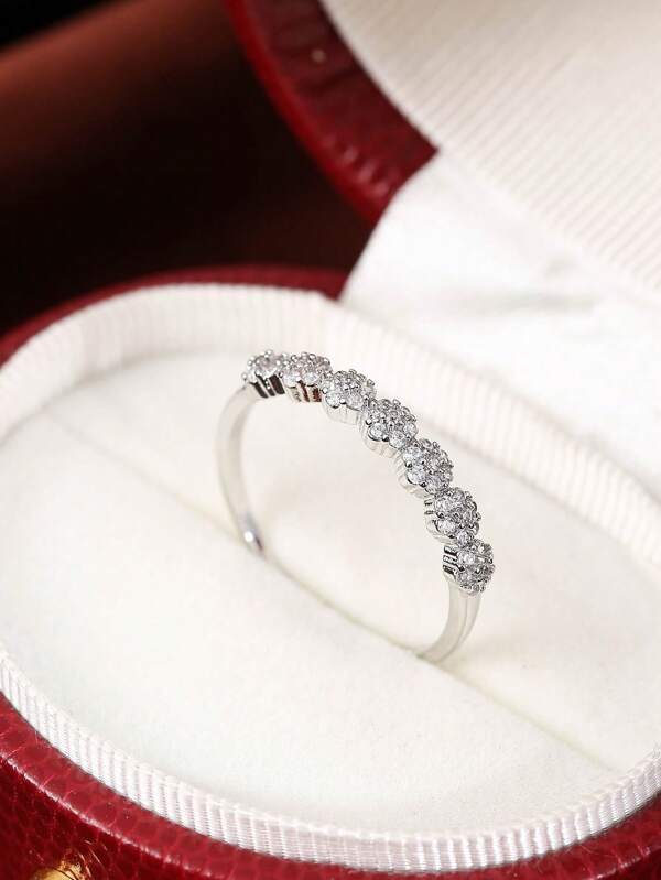 1pc Minimalist Style Zirconia Ring, Suitable As Valentine's Day Or Wedding Gift
