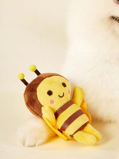 PETSIN 2 件/套可爱黄色迷你蜜蜂设计宠物玩具，适用于狗和猫，适合日常互动游戏，不可咀嚼