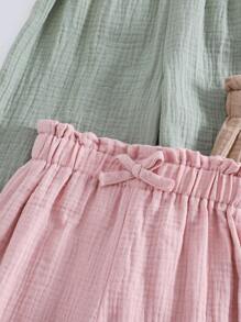 3pcs/Set Girls Casual Straight Leg Pants, Cotton Fabric With Elastic Waist, Suitable For Spring, Summer, Autumn - Multicolor - View 6