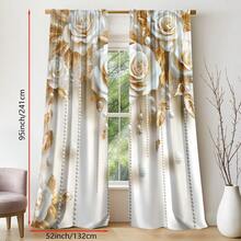 2 piezas de cortinas con patrón floral blanco y dorado, adecuadas para dormitorio, oficina, cocina, sala de estar y estudio, diseño de bolsillo para barra, para decoración del hogar y la habitación - Multicolor - Ver 25