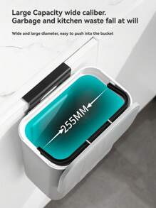 1pc Wall-Mounted Sliding Lid Trash Can With Sealed Lid, Waste Bin, Garbage Storage Box, Bathroom Side Storage Bucket, Home Organization, Flip Lid/Slide Lid, Suitable For Kitchen, Bathroom, Living Room, Comes With Hook