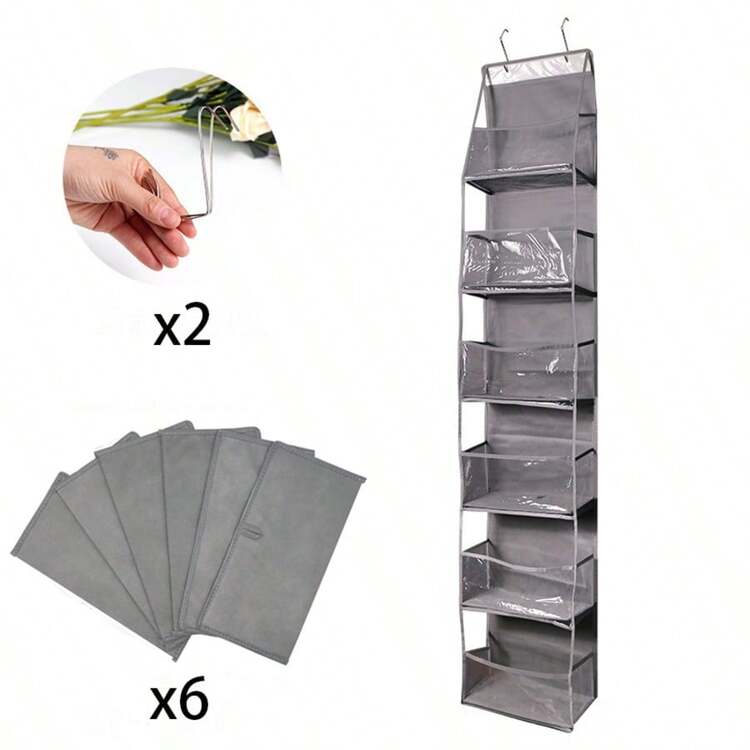 1 túi đựng đồ treo màu hồng, 6 tầng, có ngăn nhựa trong suốt, có thể treo trên cửa, thích hợp để đựng đồ trong phòng trẻ em, đồ chơi búp bê. - Hồng - Xem 6