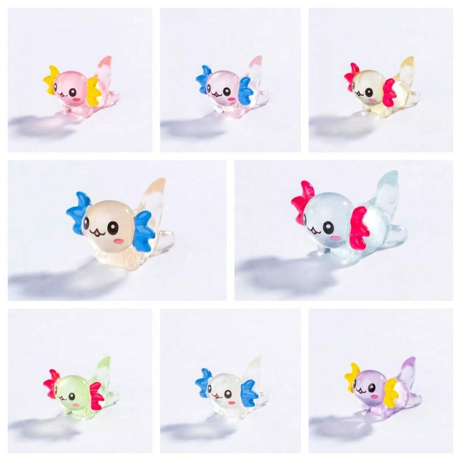 2件/3件/4件/5件/6件/9件/18件/27件/36件发光六角龙微型摆件，桌面装饰，鱼缸苔藓造景装饰，树脂工艺品，桌面小摆件，迷你场景摆件