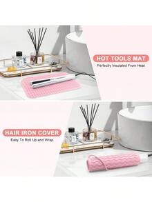 1PC Heat Resistant Silicone Mat, Portable Travel Hot Tool Pad Sleeve For Curling Iron, Straightener And Other Styling Tools, Brush Holder, Makeup Brush Holder, Vanity Accessories, Hair Tools, Room Decor, Makeup Organizer, Organization And Storage, Halloween, Dorm Essentials, Travel Essentials, Container, Makeup Accessories, Hot Iron Mat, Beauty Tool Organizer, Hair Styling Mat, Cosmetic Storage, Travel Beauty Essentials, Heat Proof Pad, Styling Tool Protector, Vanity Tray, Makeup Brush Stand, Hair Curler Mat