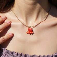 1pc Ocean Style Multicolor Knotted Small Fish, Starfish, Shell Pendant Necklace, Suitable For Everyday Wear And Holiday Gift