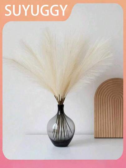 10/20 件 52 厘米米色仿潘帕斯草人造芦苇蓬松人造假花波西米亚风装饰适用于婚礼派对装饰、家庭客厅卧室装饰、花瓶布置、动态拍摄道具