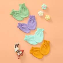 3/4/5/6 Pares de manoplas de unicolor para recién nacidos, aptas para todas las estaciones, guantes de protección de manos para niños y niñas, regalo ideal para recién nacidos