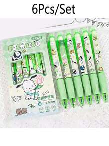 Sanrio 6Pcs My Melody Hello Kitty Kuromi Cinnamoroll Pochacco Gel Blue Pen Cute Cinnamon Dog And Friends Themed Erasable Pens Erasable Ink Stationery(Some Parts May Be Random), School Supplies,Back To School
