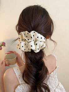 1 件法式缎面波尔卡圆点心形发圈，新款马尾辫发圈、发髻、发饰、发圈、发球 - 彩色 - 查看 6