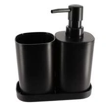 4pcs Bathroom Accessories Set, Including Soap Dispenser, Toothbrush Holder, Cotton Swab Holder, Complete Bathroom Accessories - Black - View 5