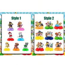 Paw Patrol 7pcs/9pcs Paw Patrol Honeycomb Party Decor Set - Birthday Table Centerpiece With Detachable Standees & Paper Base For Theme Celebration