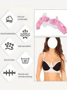 10pcs Women Sports Bra Pads - Washable&Reusable Sweat-Absorbent Bra Lining, Hand Wash/Dry Clean, Solid Color Bra Cups Insert, Sports Bra Pads, Discreet Design, Soft Fabric Structure