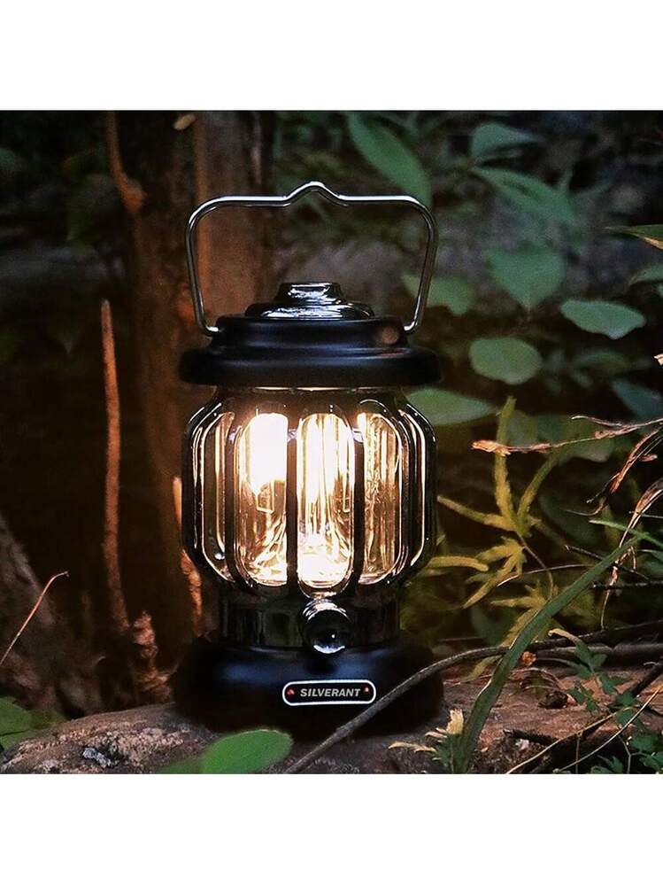 Lanterna da campeggio a LED, a batteria, pieghevole, portatile, luci di emergenza con gancio pieghevole, per escursioni, campeggio, interruzioni nere
