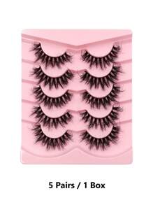 5/10/15/20 对蓬松假睫毛 3D 仿貂皮睫毛 戏剧性浓密睫毛 自然睫毛 适合派对使用、旅行必备