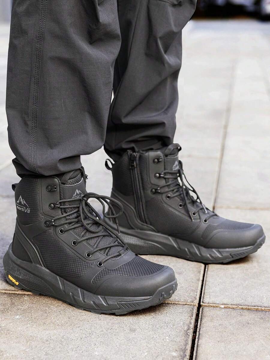 Men's Mid Military Tactical Boot Comfortable Lightweight Boots For Work All Day Side Zipper Motorcycle Combat Boots