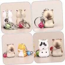 Cute Shy Cat Keychain Charms By Kitten PVC Key Ring With Bell Adorable Animal Pendant For Car Keys Bag Dration And Backpack Kawaii Cat Keychain For Women Handbag AccoryOrange-0029 - 如圖 - 查看 7