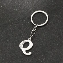 1pc Men's Creative 26 English Alphabet Rhinestone Keychain, Minimalist Car Key Chain, Holiday Party Gift - Silver - View 16