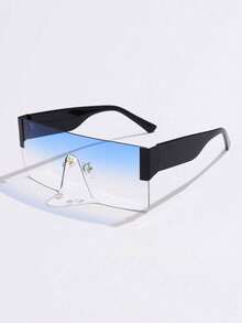 1pc Women Classic Simple Popular Frameless Square Big Frame European And American Modern Retro Pluz Size Wide Leg Steam Punk Style European And American Street Fashion High-End Party Elegant Fashion Glasses Preppy Style For Back To School Shield Shape Shield Shape Shades - Multicolor - View 4