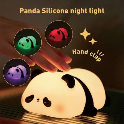 熊猫硅胶灯熊猫拍拍小夜灯卧室床头睡眠灯USB充电感应三档亮度定时自动关闭生日节日礼物熊猫小夜灯