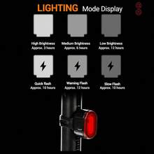 1pc Mountain Bike Front And Rear LED Lights, Type-C Rechargeable, Handlebar Mounted, High Brightness, Suitable For Night Riding - Multicolor - View 6