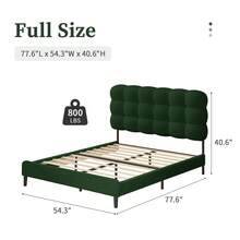 Upholstered Platform Bed Frame With Headboard, Boucle Upholstered Bed Frame With Strong Wooden Slats Support, Two Bed Forms Design, Bedroom Furniture, No Boxing Spring Needed, Easy Assembly - 綠色 - 查看 8