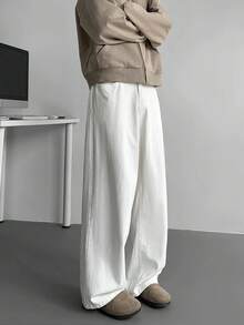 1pc Men's Casual Washed Straight Leg Jeans, Versatile And Comfortable For Commuting, Loose Fit Long Pants (No Belt Or Accessories) - White - View 6