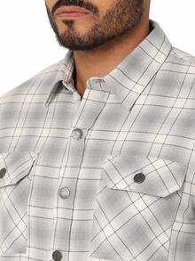 Men's Long Sleeve Sherpa Lined Shirt - Fashionable & Warm - Vaporous Gray - View 3