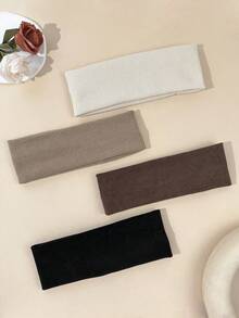 1/3/4 件纯色弹性运动头带，休闲家居饰品，学校用品，学院风发饰秋季配饰秋冬度假装发带女士