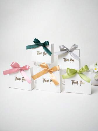 12st eleganta mini presentpåsar/ask med band och text tackdesign, papperspresentpåsar, perfekta för bröllopsgåvor, festgåvor och små presenter. Perfekta för födelsedagar, könsavslöjande, nyår, fest, alla hjärtans dag.